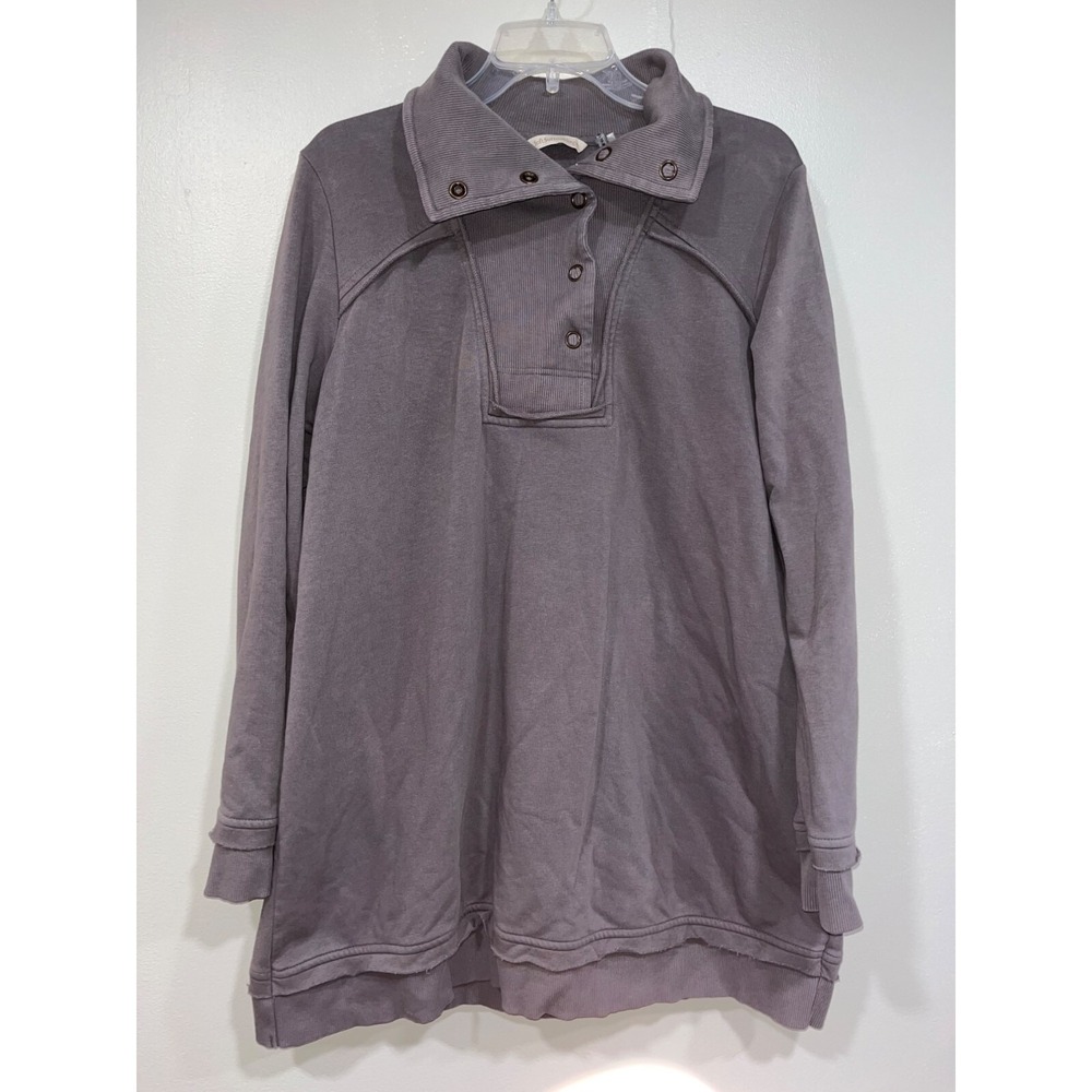 Soft Surroundings Vintage Wash Long Sleeve Snap Shawl Collar Tunic Size XL